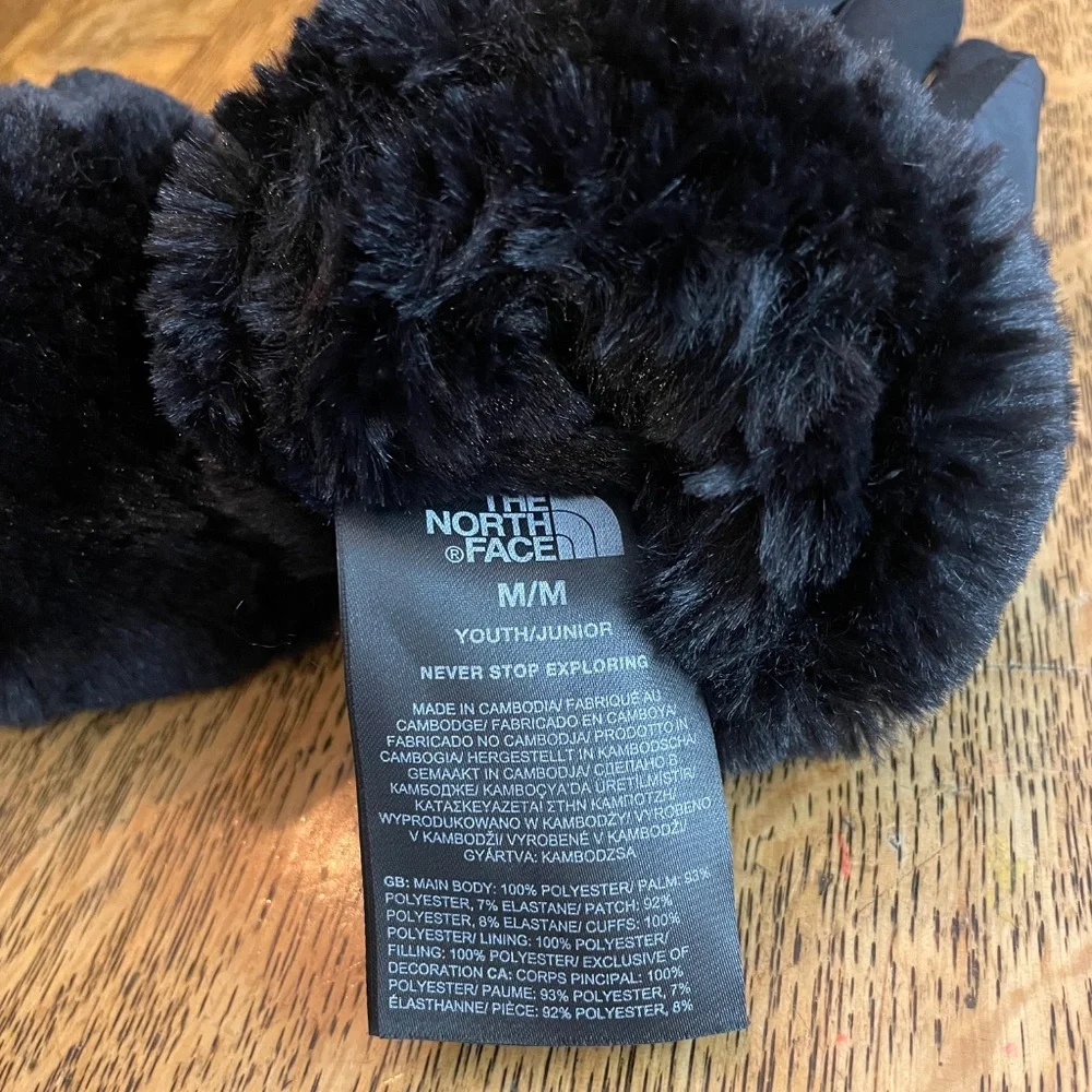 North Face girls MossBud black gloves size medium youth